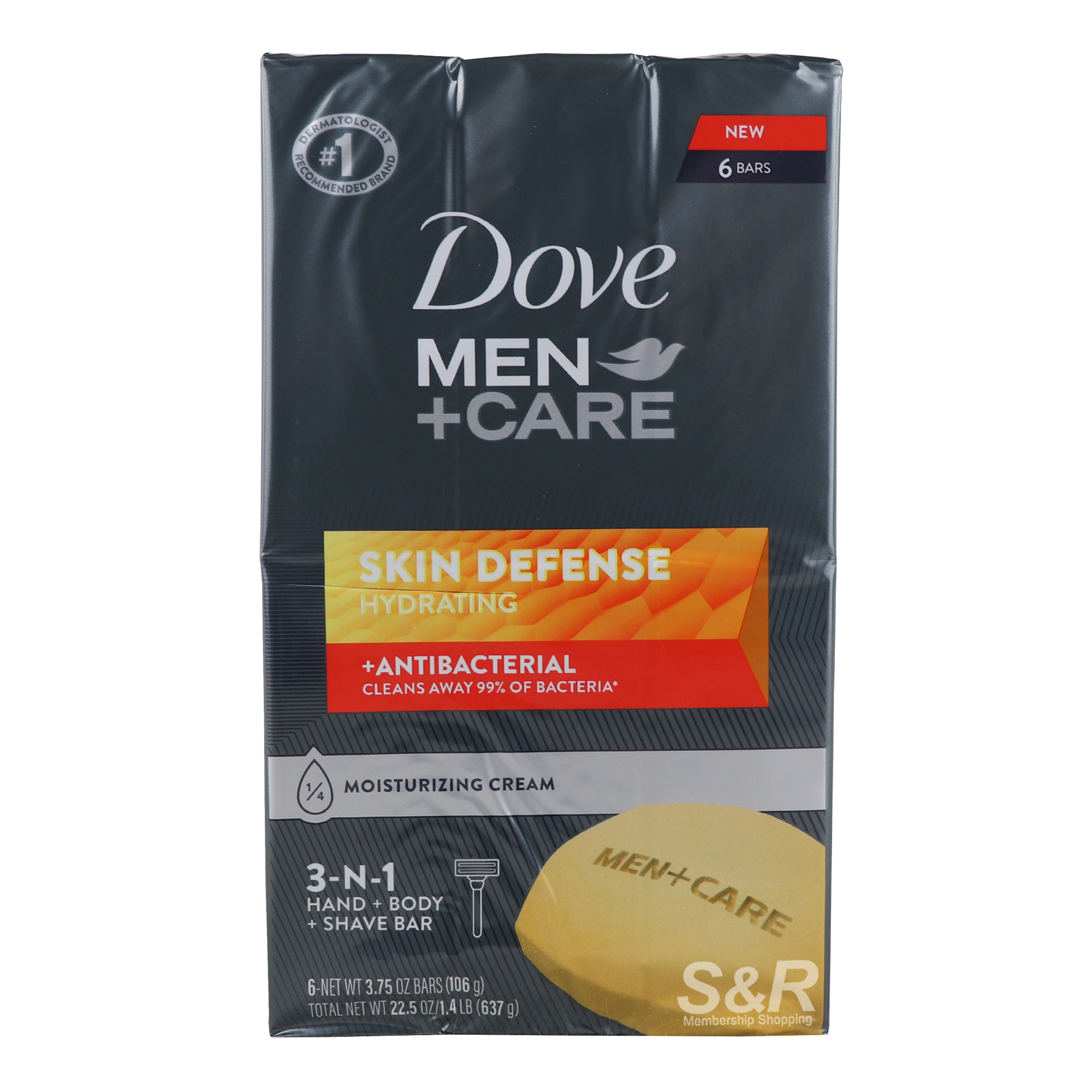 Dove Men+Care Skin Defense 3-in-1 Body and Hand Bar Soap (106g x 6pcs)